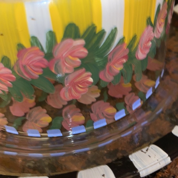 Covered CAKE DISH HAND PAINTED really fun whimsical use for pastries tea party - Picture 17 of 17